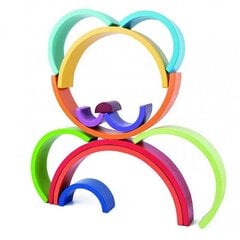 Puidust Montessori puzzle, Tooky Toy, Rainbow, 12 d. цена и информация | Развивающие игрушки | kaup24.ee