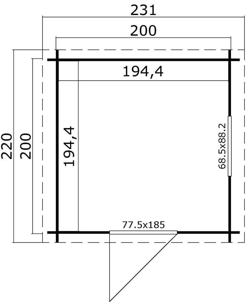 Kuur Wels1, 3,78m2, tumehall hind ja info | Kuurid ja aiamajad | kaup24.ee