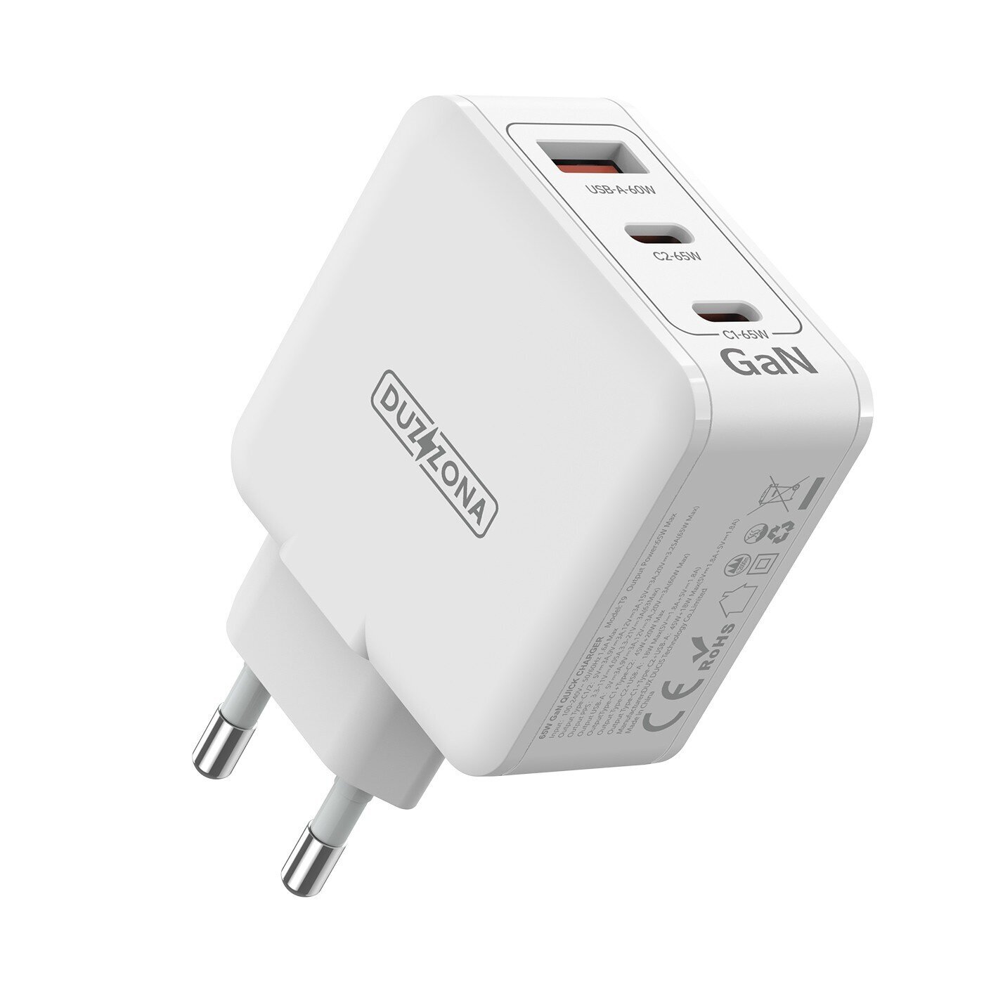 Адаптер Сетевая зарядка DUZZONA T9 PD65W 2xUSB-C/USB-A белая цена |  kaup24.ee