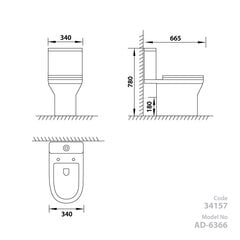 WC-pott Vento Eland, tahavooluga 3/6l, PP Soft Close hind ja info | WС-potid | kaup24.ee