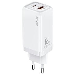 USAMS Ład. siec. 1xUSB-C+1xUSB T47 65W PD Fast Charging Super Si biały|white CC153TC02  (US-CC153) цена и информация | Зарядные устройства для телефонов | kaup24.ee