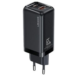 USAMS Ład. siec. 1xUSB-C+1xUSB T47 65W PD Fast Charging Super Si czarny|black CC153TC01  (US-CC153) цена и информация | Зарядные устройства для телефонов | kaup24.ee