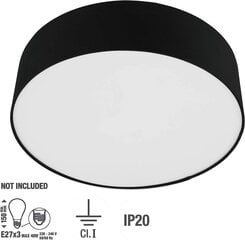 Inspire - потолочная лампа Sitia - 3 световые точки E27-40W - Ø 48 см - Потолочная лампа из хлопчатобумажной ткани - черная цена и информация | Потолочные светильники | kaup24.ee