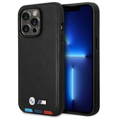 Etui BMW BMHCP14L22PTDK iPhone 14 Pro 6,1" czarny|black Leather Stamp Tricolor цена и информация | Чехлы для телефонов | kaup24.ee