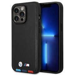 Etui BMW BMHMP14L22PTDK iPhone 14 Pro 6,1" czarny|black Leather Stamp Tricolor Magsafe цена и информация | Чехлы для телефонов | kaup24.ee