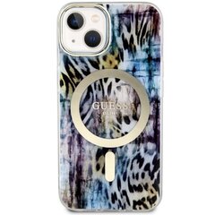 Guess GUHMP14SHLEOPWB iPhone 14 6.1" niebieski|blue hardcase Leopard MagSafe цена и информация | Чехлы для телефонов | kaup24.ee