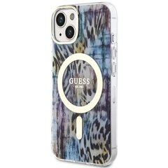 Guess GUHMP14SHLEOPWB iPhone 14 6.1" niebieski|blue hardcase Leopard MagSafe цена и информация | Чехлы для телефонов | kaup24.ee