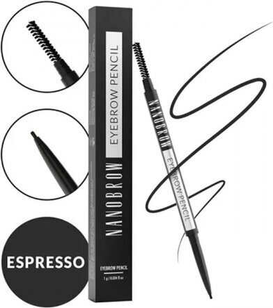 Kulmupliiats Nanobrow Espresso 2-in-1 (1 ml) цена и информация | Ripsmetušid, lauvärvid, silmapliiatsid, seerumid | kaup24.ee