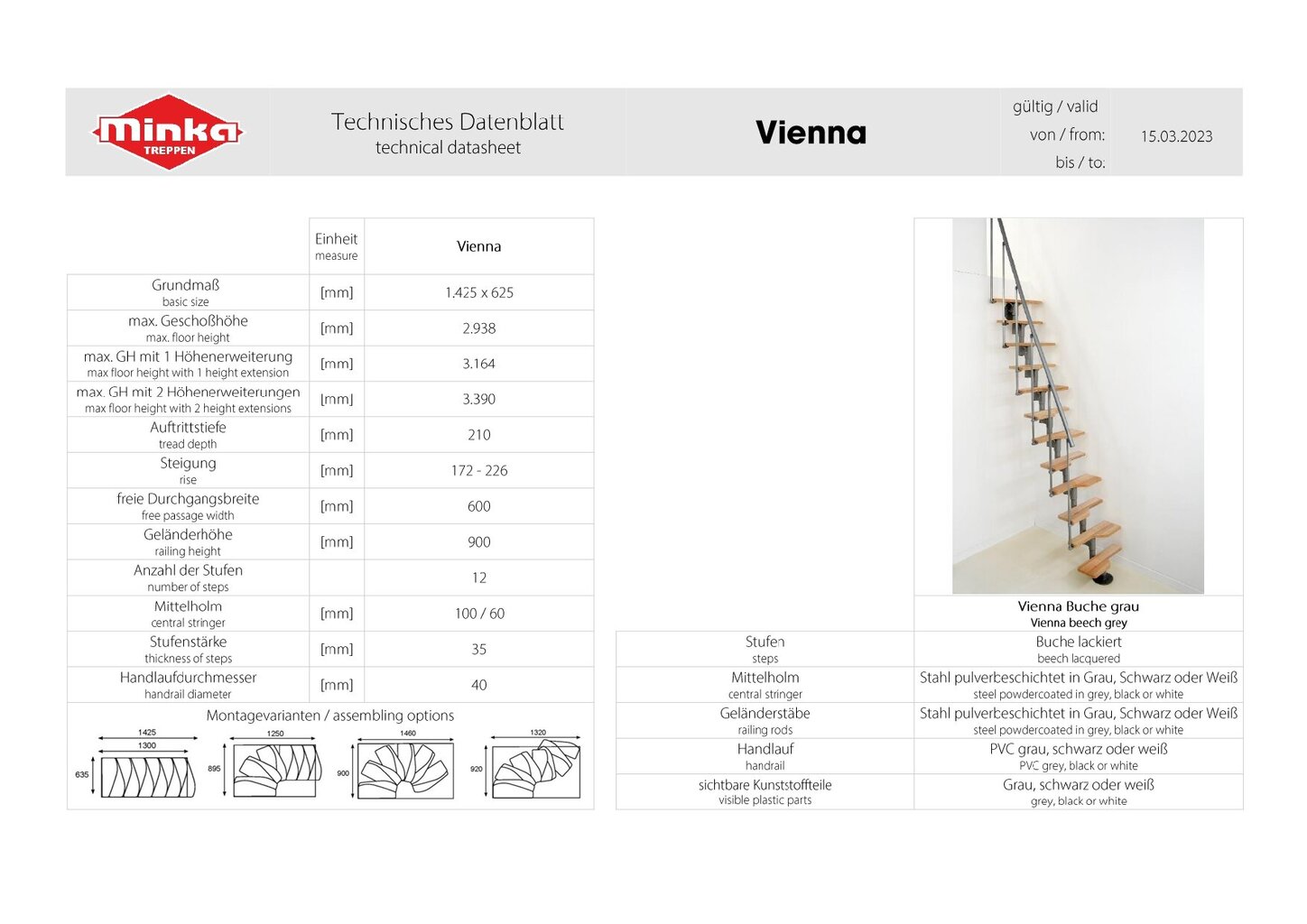 Moodul trepp Vienna Minka, Hõbe / Pöök, komplekti kõrgus: 294 cm hind ja info | Trepid | kaup24.ee