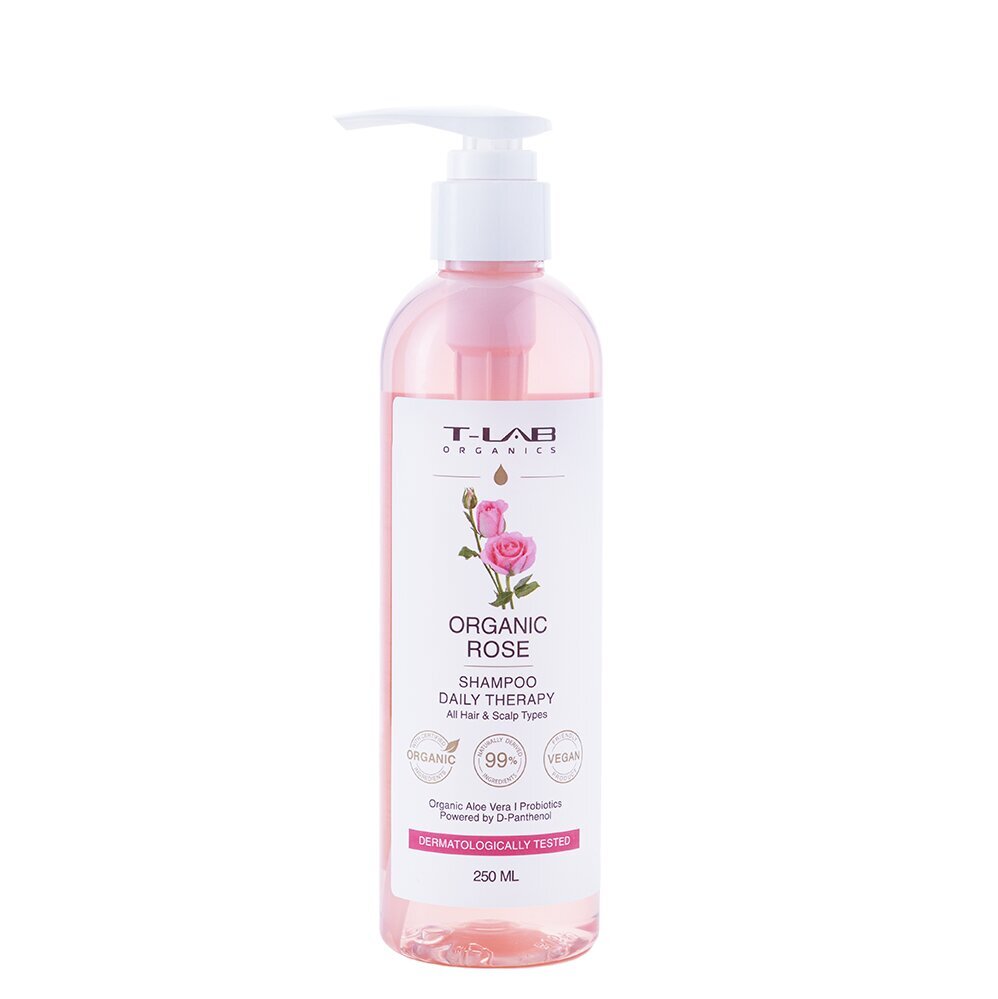 Šampoon kõikidele juuksetüüpidele T-Lab Organic Rose Daily, 250ml hind ja info | Šampoonid | kaup24.ee