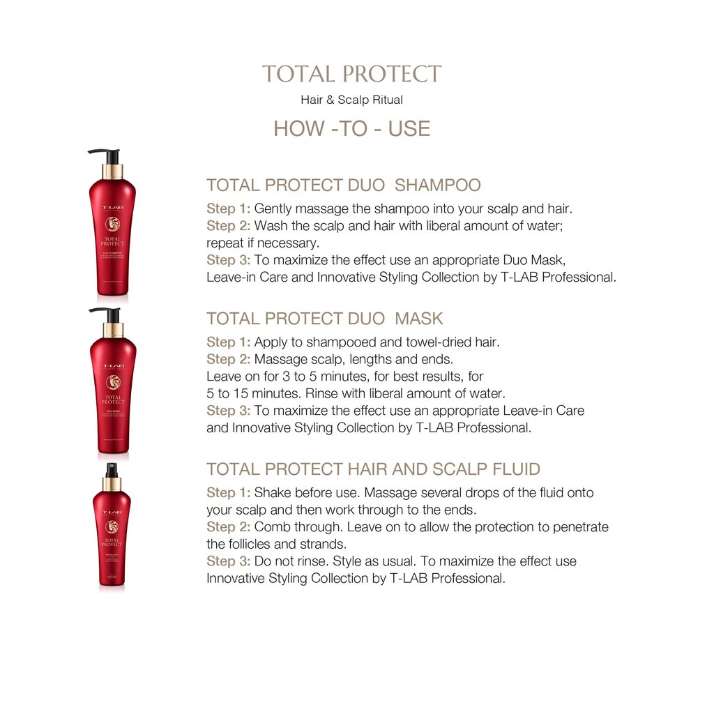 Komplekt T-Lab Professional Total Protect: šampoon, 300 ml + mask, 300 ml + vedelik, 150 ml hind ja info | Šampoonid | kaup24.ee