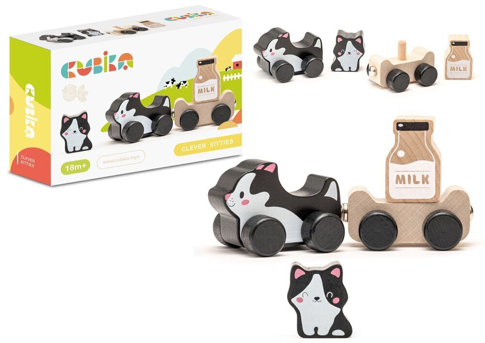 Puidust mänguasi Kass piimaga Cubika цена и информация | Arendavad mänguasjad | kaup24.ee