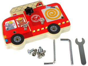 Puidust tuletõrjeauto koos tööriistade ja kruvidega hind ja info | Poiste mänguasjad | kaup24.ee