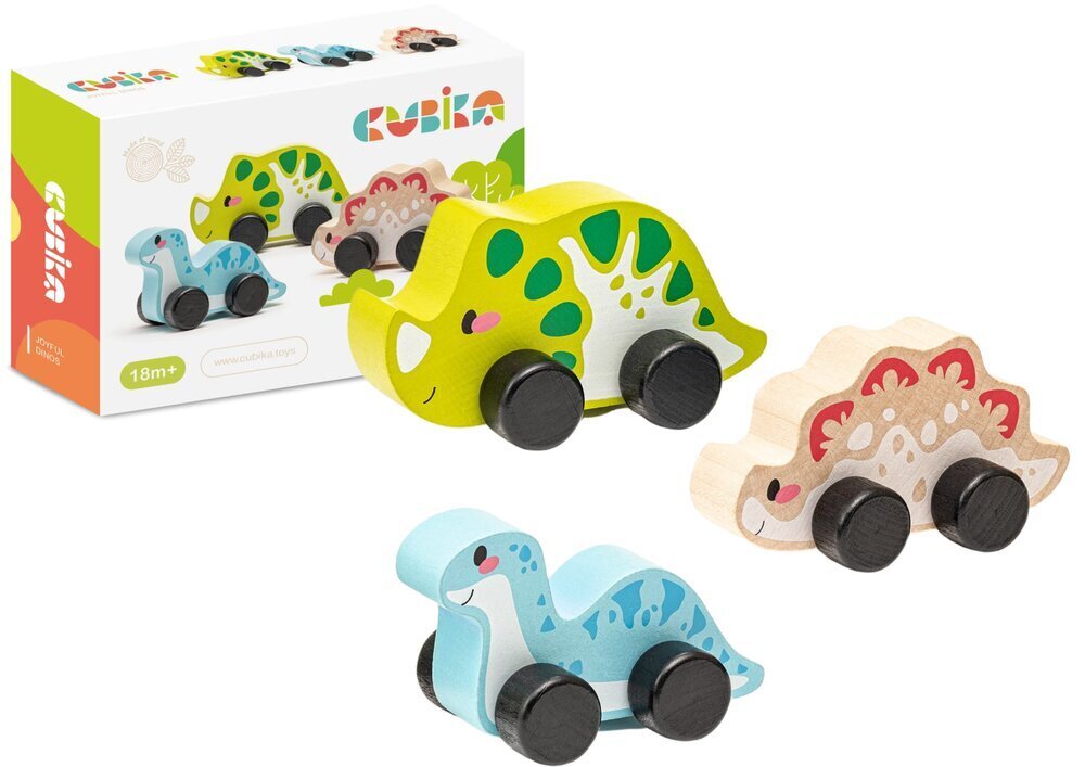 Puidust dinosauruste komplekt, Cubika цена и информация | Imikute mänguasjad | kaup24.ee