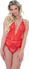 Сексуальный костюм Daring Intimates Deep V Lace Teddy, L/XL, красный цена и информация | Сексуальное женское белье | kaup24.ee