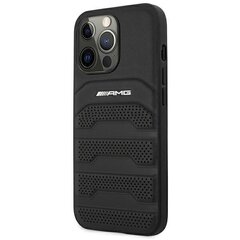 AMG AMHCP14LGSEBK iPhone 14 Pro 6,1" czarny|black hardcase Leather Debossed Lines цена и информация | Чехлы для телефонов | kaup24.ee