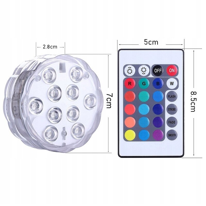 Basseinilambid, veealused 16 värvi RGB LED koos puldiga, 4 tk цена и информация | Basseinitehnika | kaup24.ee