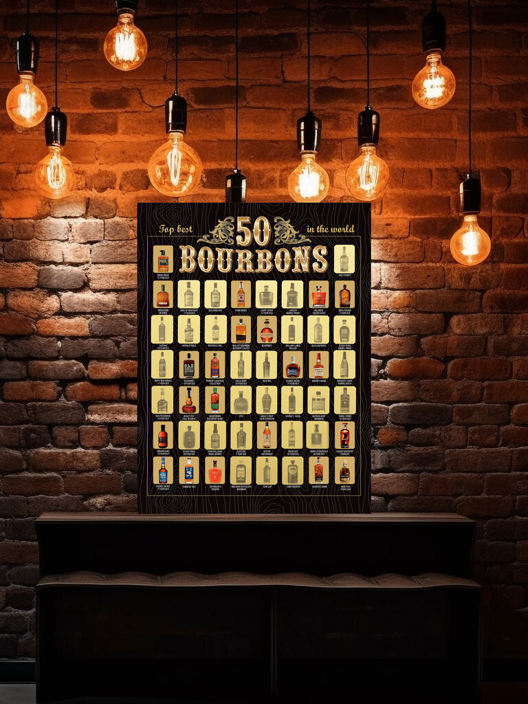 Kraabitav plakat "50 Best Bourbons in the World" A2 42x30cm hind ja info | Muud kingitused | kaup24.ee