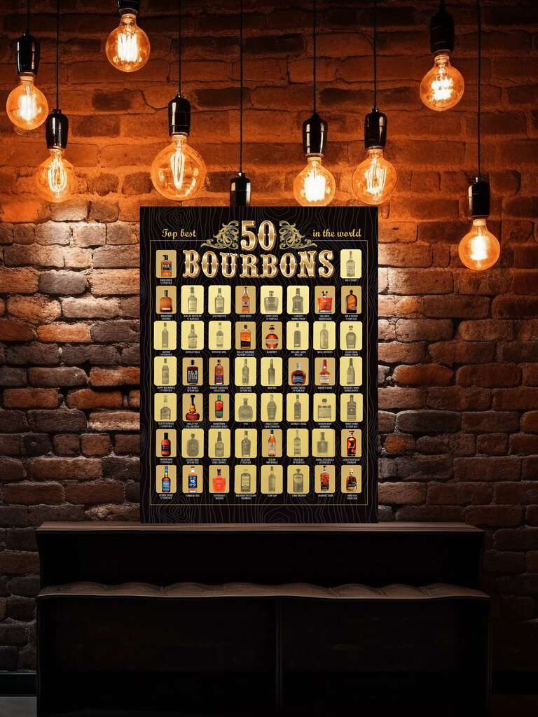 Kraabitav plakat "50 Best Bourbons in the World" A2 42x30cm цена и информация | Muud kingitused | kaup24.ee