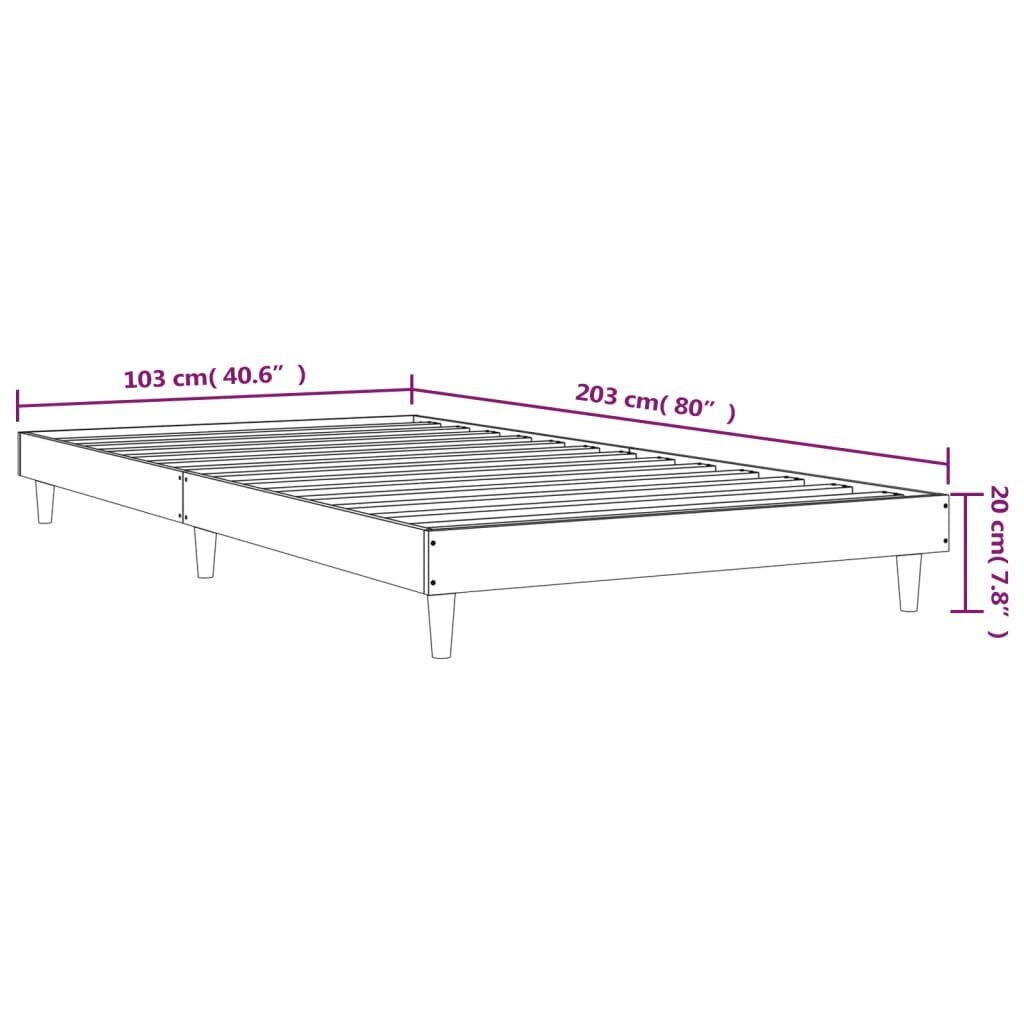 Voodiraam vidaXL, suitsutatud tamm, 100 x 200 cm, tehispuit hind ja info | Voodid | kaup24.ee