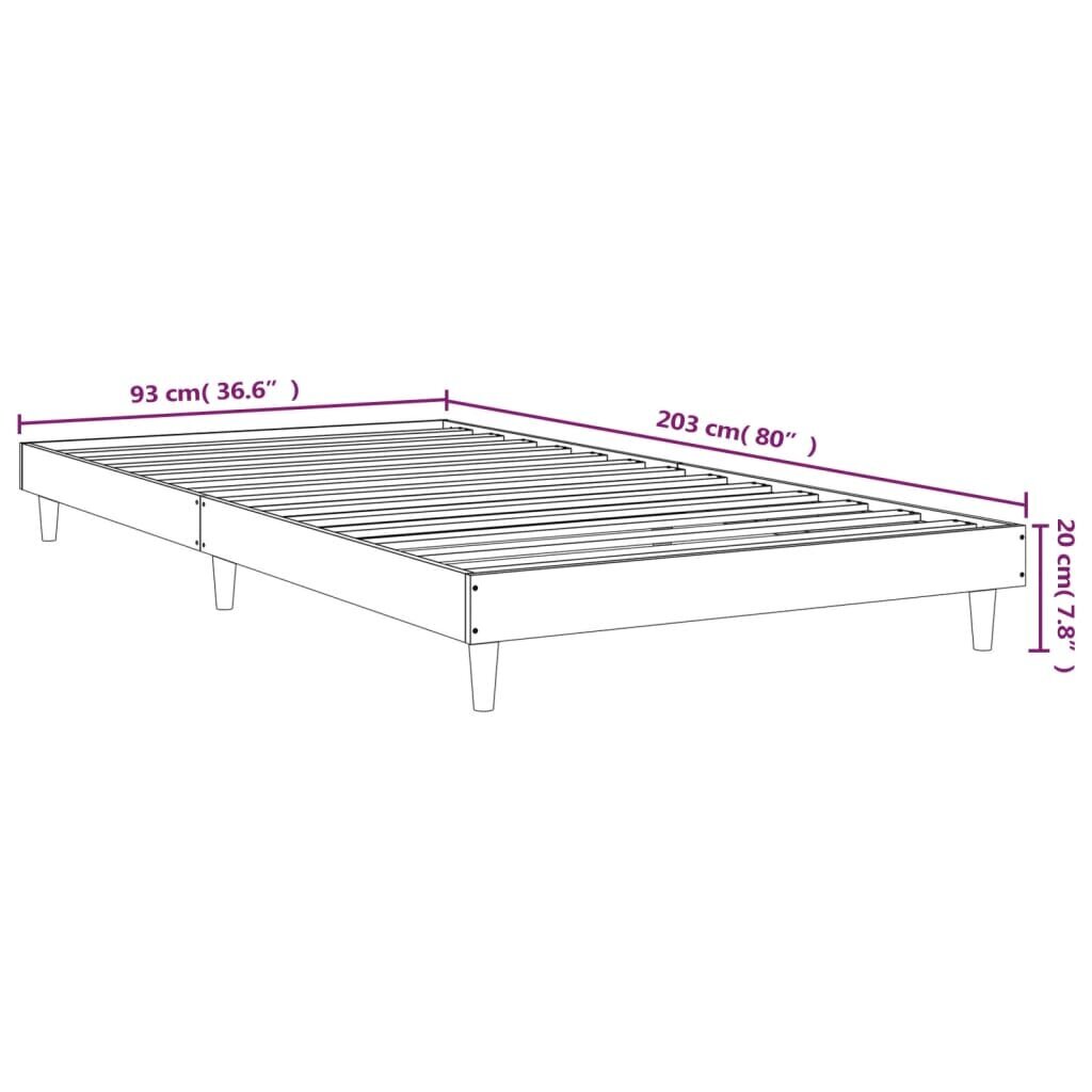 Voodiraam vidaXL, must, 90 x 200 cm, tehispuit hind ja info | Voodid | kaup24.ee