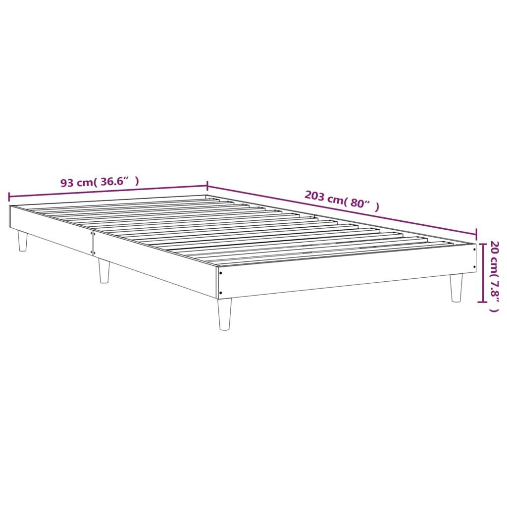 Voodiraam vidaXL, Sonoma tamm, 90 x 200 cm, tehispuit hind ja info | Voodid | kaup24.ee