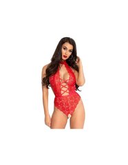 Сексуальный комплект нижнего белья LEG AVENUE TEDDY WITH CROTHLESS PANTIES RED L цена и информация | Сексуальное женское белье | kaup24.ee