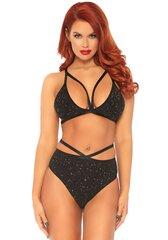 Женское бельее LEG AVENUE TWO PIECES SET HALTER TOP AND PANTIES BLACK M/L цена и информация | Сексуальное женское белье | kaup24.ee