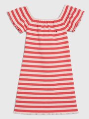 Платье в полоску TOMMY HILFIGER Off Shoulder Stripe Dress Laser Pink Stripe 540125266, розовое цена и информация | Платья для девочек | kaup24.ee