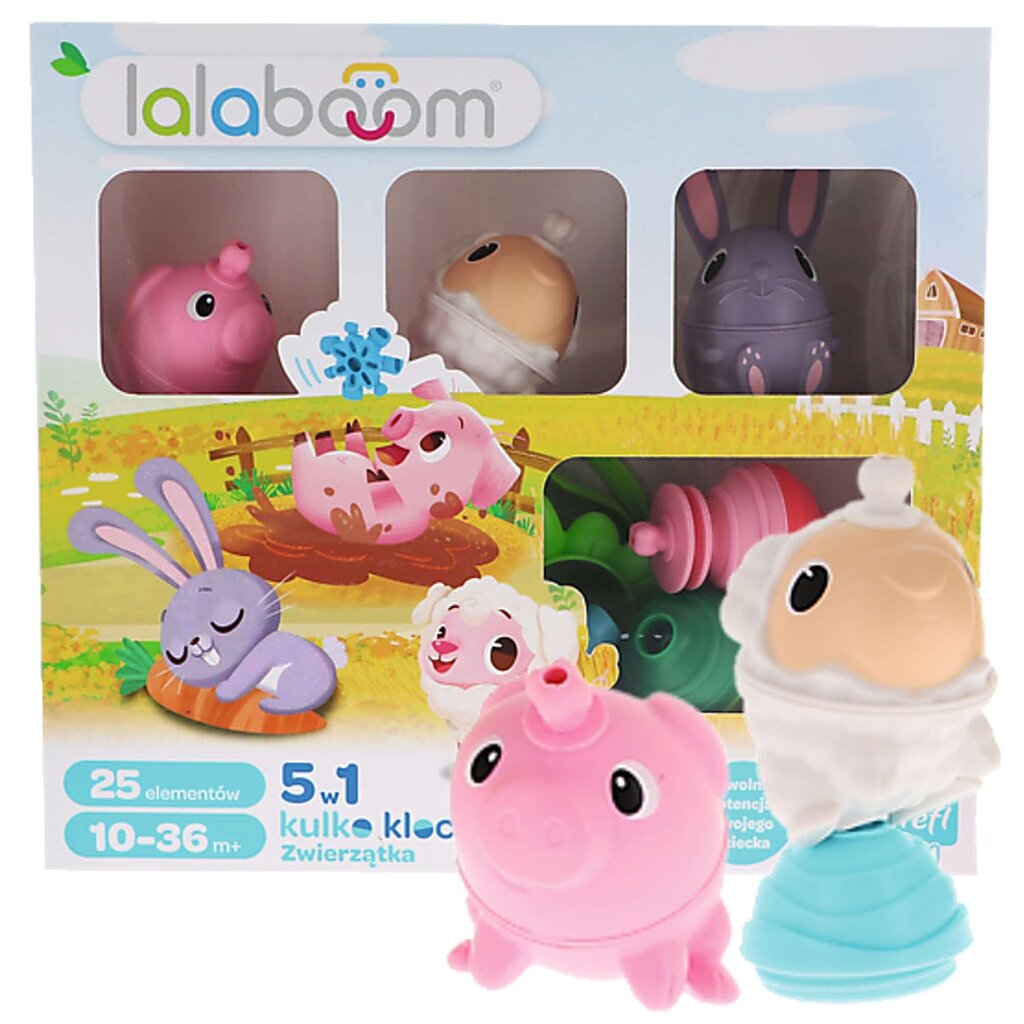 Palliplokid Lalaboom Montessori 5in1 sensoorsed loomad Farm 25 tk hind ja info | Arendavad mänguasjad | kaup24.ee