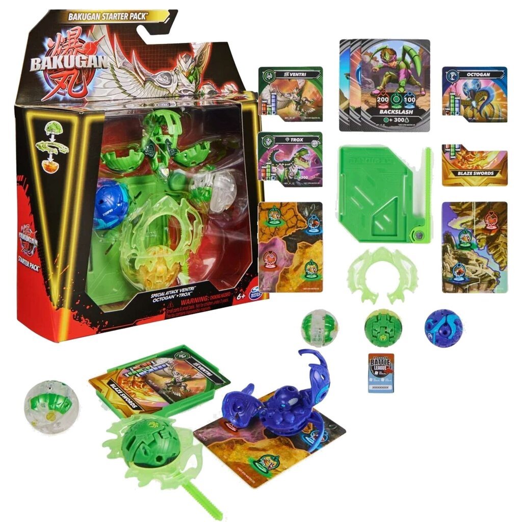 Komplekt Bakugan Special Attack Ventri Octagon Trox 3 figuuri starter цена  | kaup24.ee