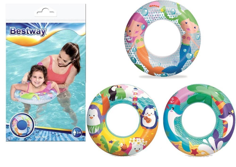 Täispuhutav ujumisrõngas lastele Bestway, 61 cm, 36014 hind ja info | Täispuhutavad veemänguasjad ja ujumistarbed | kaup24.ee