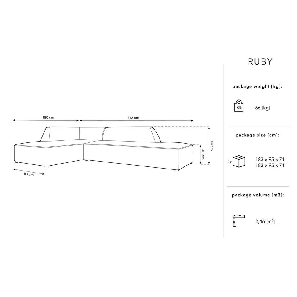 Pehme nurgadiivan Micadoni Home Ruby, hall цена и информация | Nurgadiivanid ja nurgadiivanvoodid | kaup24.ee