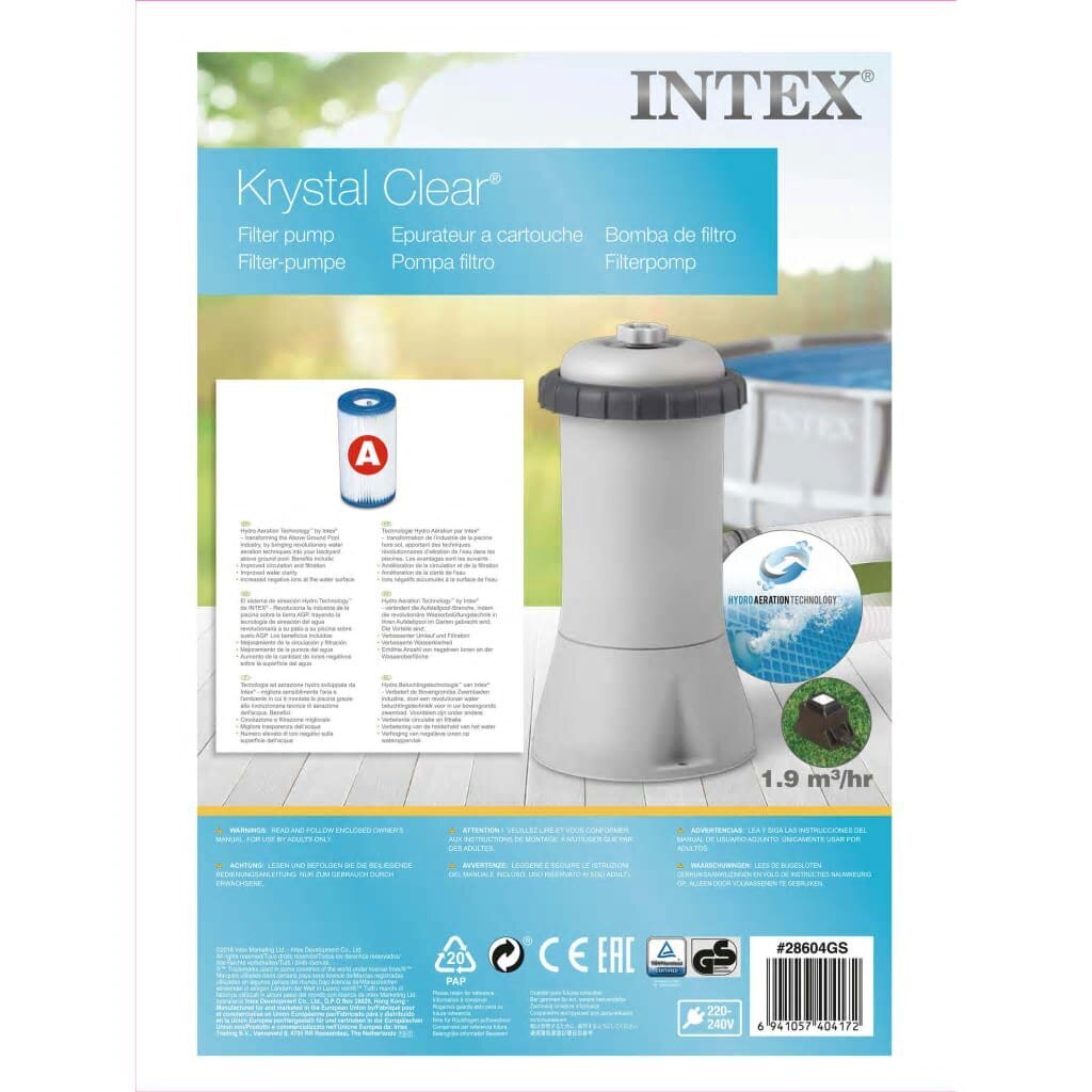 Intex kassetiga filterpump 2271 l/h 28604GS hind ja info | Basseini filtrid | kaup24.ee