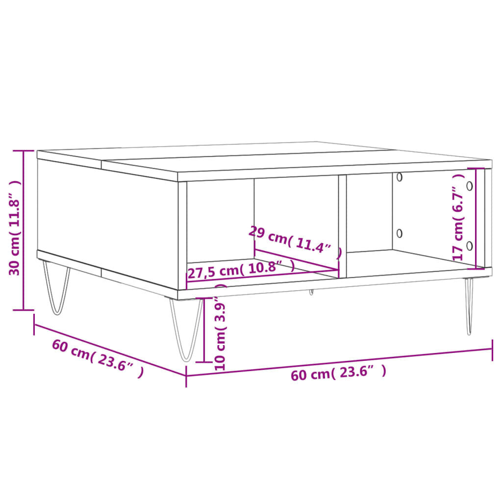 Kohvilaud vidaXL, hall hind ja info | Diivanilauad | kaup24.ee