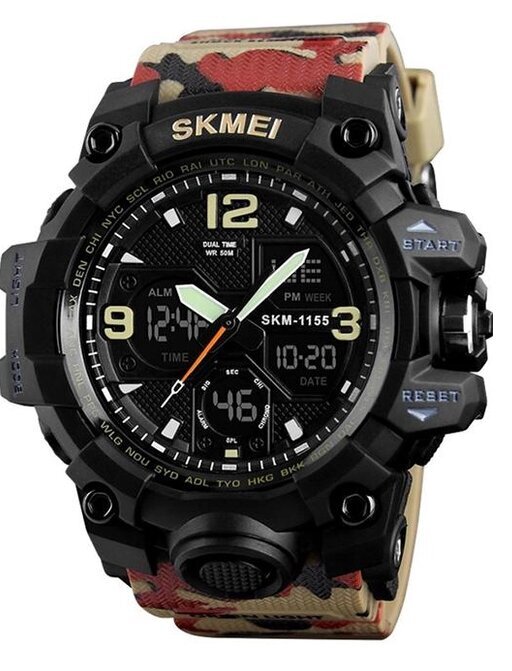 Meeste käekell Skmei 1155BCMRD Black-Camo Red цена и информация | Meeste käekellad | kaup24.ee