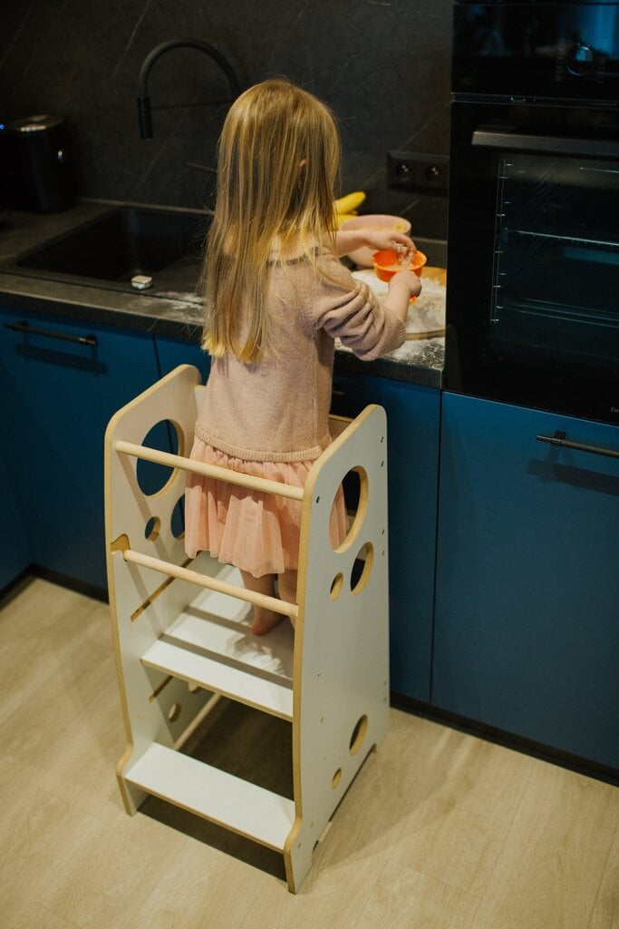 Köögitorn, köögiabiline Babylike BKM, 40x46x85 cm, valge hind ja info | Laste lauad ja toolid | kaup24.ee