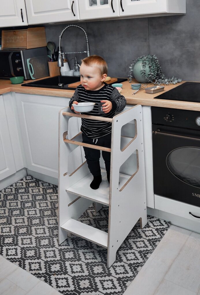 Köögitorn, köögiabiline Babylike B2RM, 40x46x85 cm, valge цена и информация | Laste lauad ja toolid | kaup24.ee