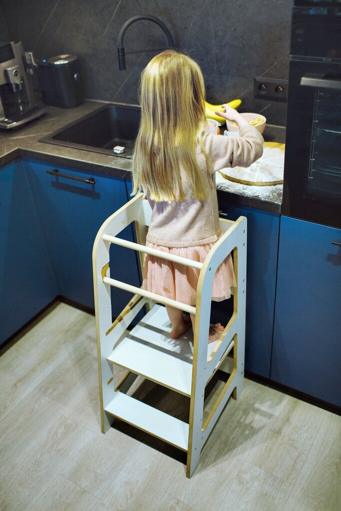 Köögitorn, köögiabiline Babylike B2RM+, 40x46x85 cm, valge hind ja info | Laste lauad ja toolid | kaup24.ee