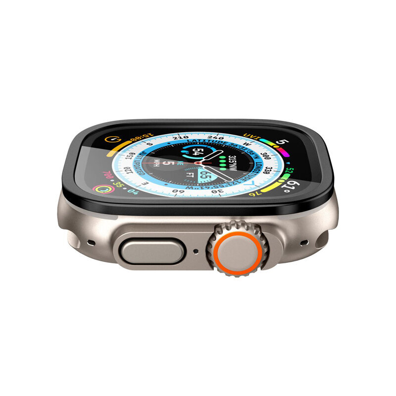 Kaitsekile raamiga Spigen Glass.tR Slim Pro - Apple Watch Ultra 49 mm, must hind ja info | Nutikellade ja nutivõrude tarvikud | kaup24.ee