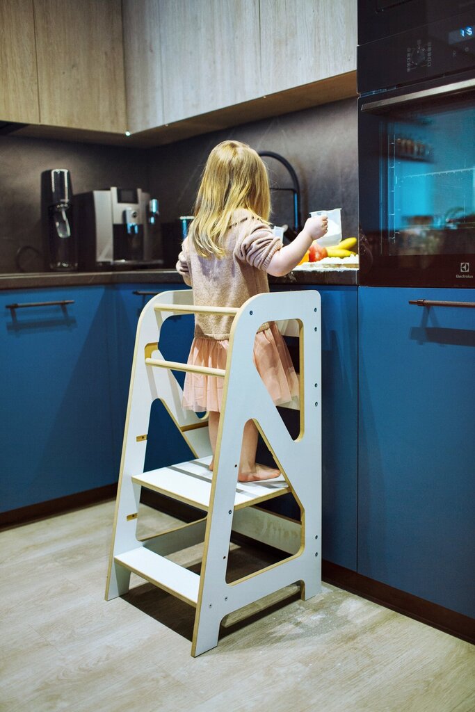Köögitorn, köögiabiline Babylike BTM2, 40x46x85 cm, valge hind ja info | Laste lauad ja toolid | kaup24.ee