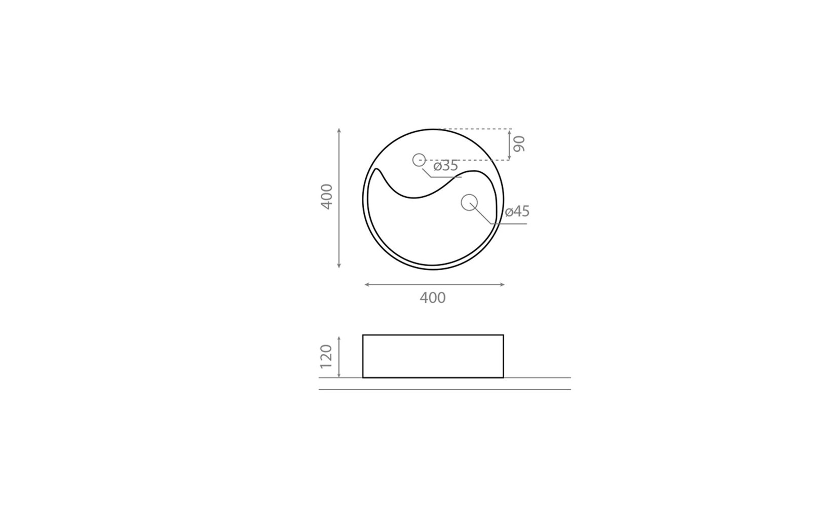 Ümmargune valamu Bathco Yin Yang 40X14cm hind ja info | Kraanikausid, valamud | kaup24.ee