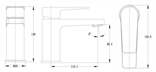 Хромированный смеситель для раковины MAGMA Bērzupe MG2660-BH белый   цена и информация | Смесители | kaup24.ee