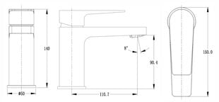 Хромированный смеситель для раковины MAGMA Bērzupe MG2660-MH чёрный цена и информация | Смесители | kaup24.ee