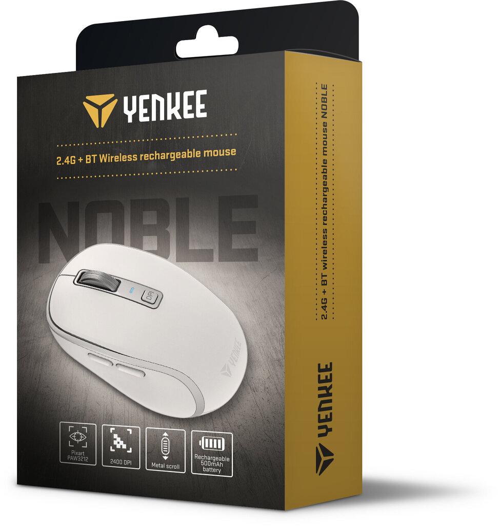 Bluetoothi ​​hiir Yenkee Noble Bk, Accu 500mAh, 2.4 Ghz / BT 5.2 / BT 5.2 hind ja info | Hiired | kaup24.ee