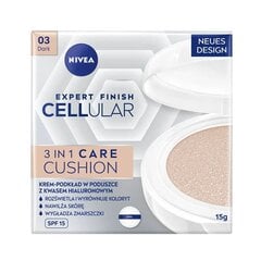 Основа макияжа со спонжем Nivea Hyaluron Cellular Filler 3in1 03 Dark, 15 г цена и информация | Пудры, базы под макияж | kaup24.ee