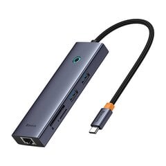 Hub 7w1 Baseus UltraJoy 7-Port ( USB-C to 1xHDMI4K@30Hz + 2xUSB 3.0 + 1xPD +RJ45 + SD|TF3.0) цена и информация | Адаптеры и USB-hub | kaup24.ee