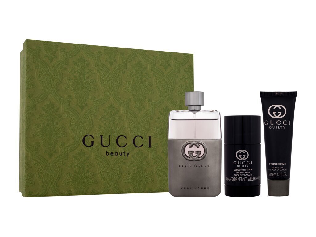 Komplekt meestele Gucci Gucci Guilty Pour Homme: EDT 90 ml + dušigeel 50 ml + pulkdeodorant 75 g цена и информация | Meeste parfüümid | kaup24.ee