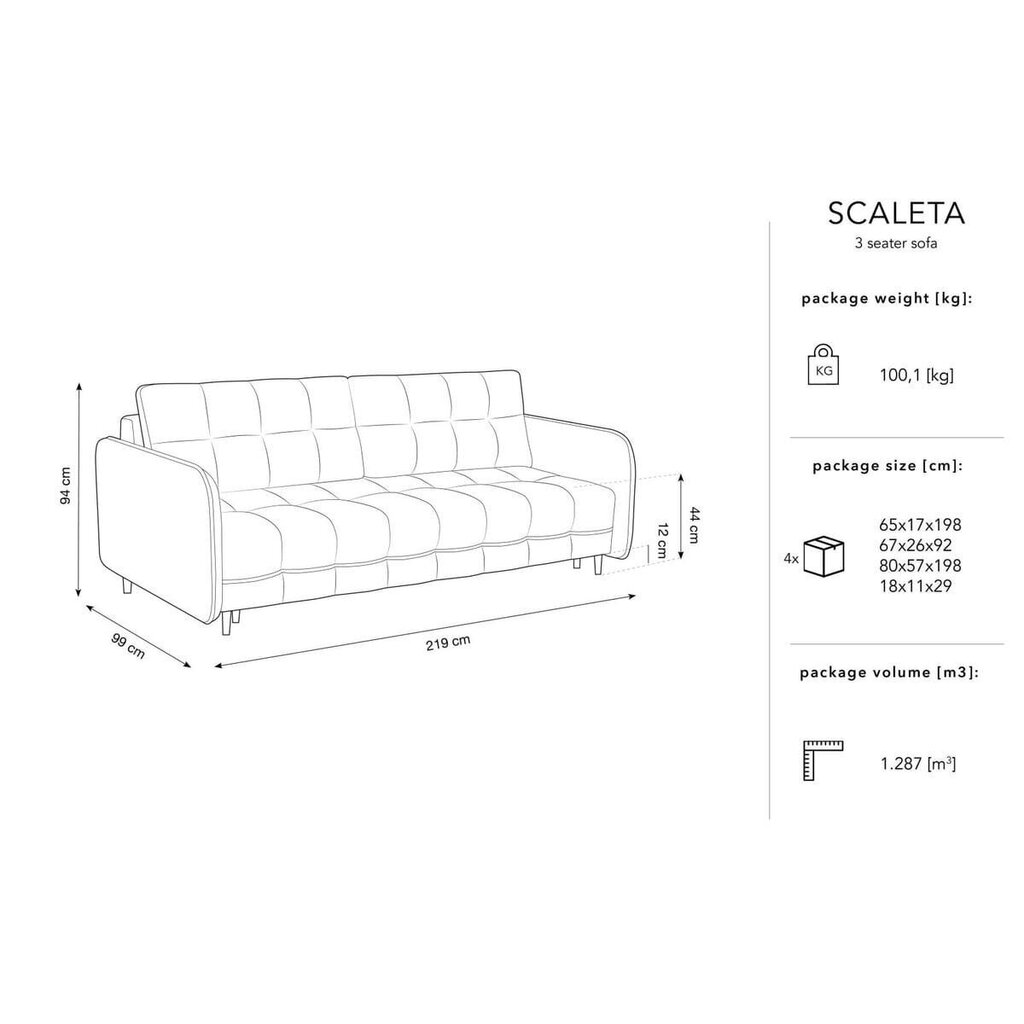 Sametist diivanvoodi Micadoni Scaleta, roheline/kuldne hind ja info | Diivanid ja diivanvoodid | kaup24.ee