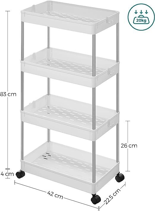 Mobiilne köögiriiul ratastel Songmics KSC10WT, valge цена и информация | Köögikapid | kaup24.ee